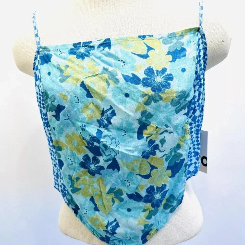 NWT SO GOODS FOR LIFE Juniors Sleeveless Straps Pullover Cropped Blue Top Sz XL
